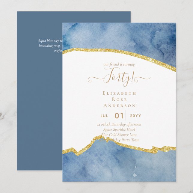 40. Geburtstag Einladungen Glamour Girly Modern FU (Vorne/Hinten)