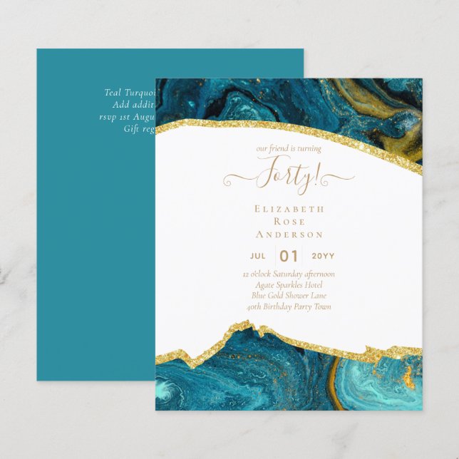 40. Geburtstag Einladungen Glamour Girly Modern FU (Vorne/Hinten)