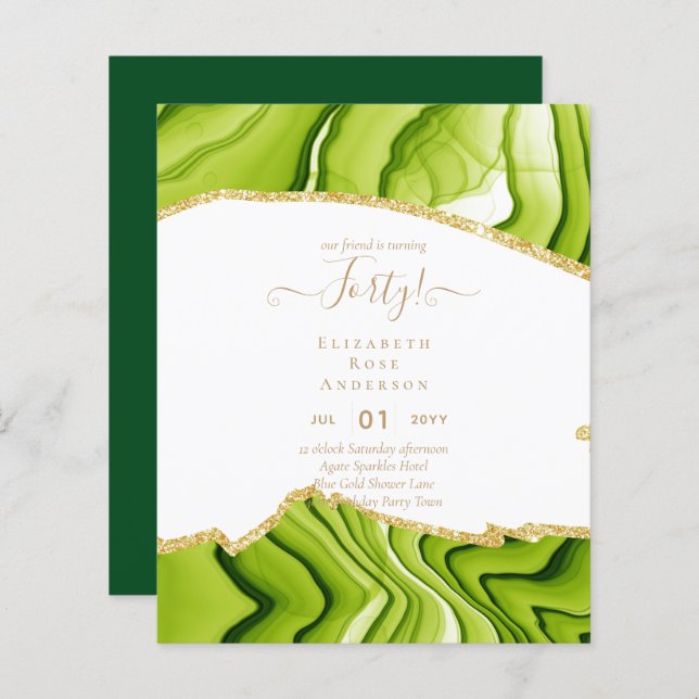 40. Geburtstag Einladungen Glamour Girly Modern FU (Vorne/Hinten)