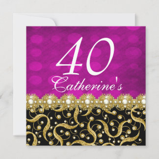 40. Geburtstag elegant jedes Alter rosa Einladung