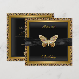 40. Geburtstag Elegant Leopard Gold Butterfly Einladung