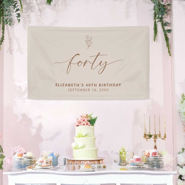 40. Geburtstag Elegant Minimal Boho Banner (Von Creator hochgeladen)