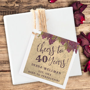 40. Geburtstag Elegant Rustikal Wein Thema Danke Geschenkanhänger