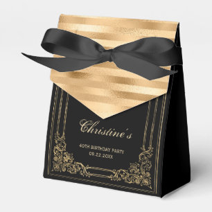 40. Geburtstag Elegant Schwarz Gold gerahmt Schrif Geschenkschachtel