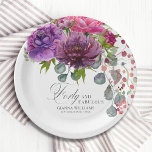 40. Geburtstag, Elegant und Blumen Pappteller<br><div class="desc">40. Geburtstag Party Papier Teller mit stilvollem Aquarell Blume Bouquet in Rosa,  lila und bordeauxfarben mit Grün. Fügen Sie einfach Ihren eigenen Text für Ihre vierzigste Geburtstagsparty hinzu. Personalisiert,  indem Sie den Text in den dafür vorgesehenen Textfeldern bearbeiten. Entworfen von ©Evco Studio www.zazzle.com/store/evcostudio</div>
