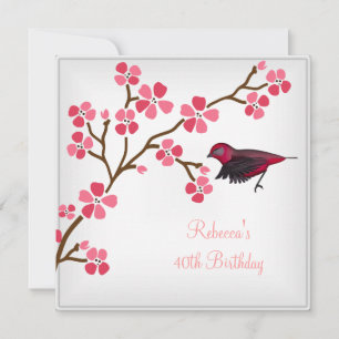 40. Geburtstag Elegante asiatische rosa Blumen Vog Einladung