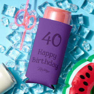 40. Geburtstag Elegantes lila Geschenk für Frauen Selters Dosenkühler