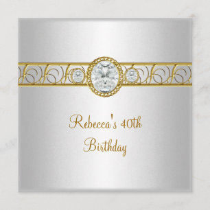 40. Geburtstag Elegantes Weißgold-Diamant-Schmuck Einladung