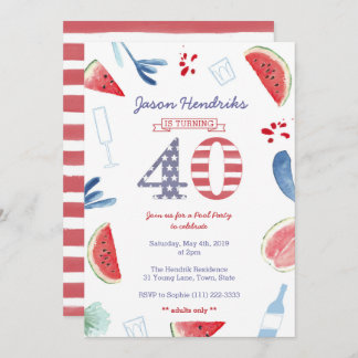 40. Geburtstag Erwachsene nur Pool Party Cookout Einladung