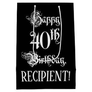 40. Geburtstag: Extravagant, elegant, Script + Ind Mittlere Geschenktüte