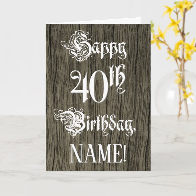 40. Geburtstag: Extravaganter, eleganter Text; Imi Karte (Gelbe Blume)