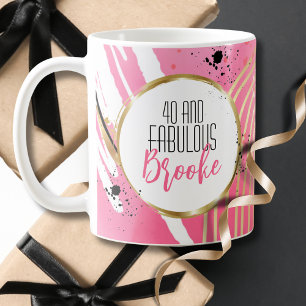 40. Geburtstag fabelhaft für ihr rosa schwarzes Go Kaffeetasse