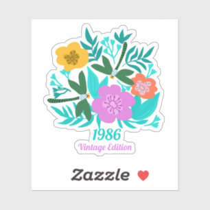 40. Geburtstag farbenfroh modern floral elegant Aufkleber