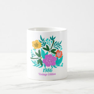 40. Geburtstag farbenfroh modern floral elegant Kaffeetasse