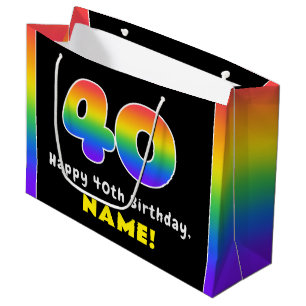 40. Geburtstag: Farbiger Regenbogen # 40, Individu Große Geschenktüte