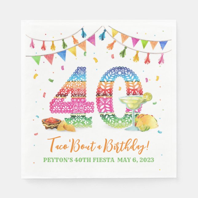 40. Geburtstag Fiesta Napkins Serviette (Vorderseite)