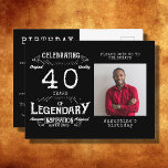40. Geburtstag Foto Black Vintag Birthday Einladun Postkarte<br><div class="desc">Genießen Sie den Augenblick mit einer Vintagen Einladung zum Gedenken an Ihren 40. Geburtstag! Diese atemberaubende Postkarteninklusive lädt mit traditioneller Typografie und einem Platzhalter zu einem beliebten Foto ein. Ideal für diese besondere Veranstaltung,  werden diese Einladungen eine zeitlose Erinnerung Ihres besonderen Anlasses sein.</div>