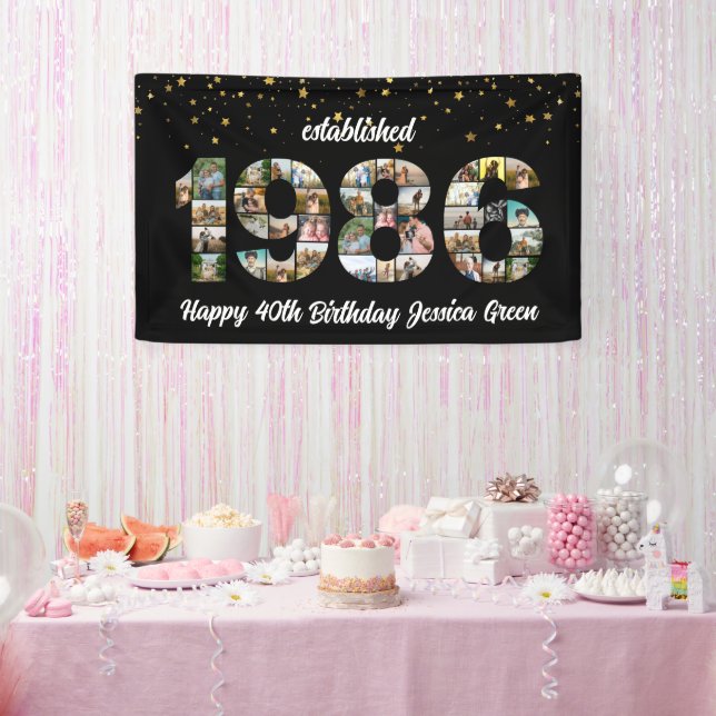 40. Geburtstag Foto Collage gegründet 1986 Banner (Party)