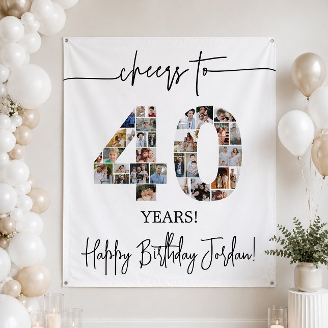 40. Geburtstag Foto-Collage Hintergrund Wandteppich (Von Creator hochgeladen)