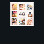 40. Geburtstag Foto Collage Rose Goldname Leinwanddruck<br><div class="desc">Ein einzigartiges 40. Geburtstagsgeschenk oder Sake, das ihr Leben mit einer Collage von 8 deiner Fotos feiert. Fügen Sie Bilder von ihrer Familie, Freunden, Haustieren, Hobbys oder Traumreise Ziel. Personalisieren und fügen Sie einen Namen, Alter 40 und ein Datum. Graue und schwarze Buchstaben. Eine schicke gürtelige und feminine Rose goldfarbener...</div>