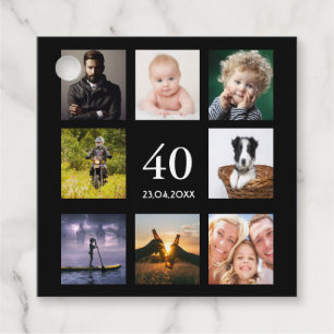 40. Geburtstag Foto Collage Typ Schwarz Vielen Dan Geschenkanhänger