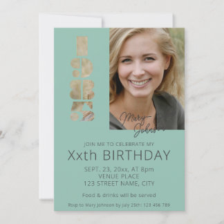 40. Geburtstag Foto geboren im Jahr 1985 aquamarin Einladung