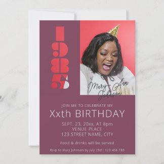 40. Geburtstag Foto geboren im Jahr 1985 lila Einladung