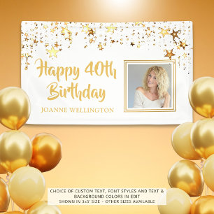 40. Geburtstag Foto Gold Stars Personalisiertes Ba Banner