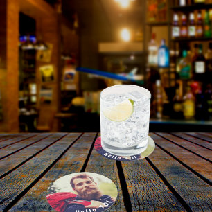 40. Geburtstag Foto Hallo 40 Typ Männer Runder Pappuntersetzer