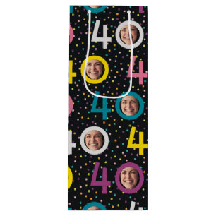 40. Geburtstag Foto-Wein-Geschenktasche personalis Geschenktüte Für Weinflaschen