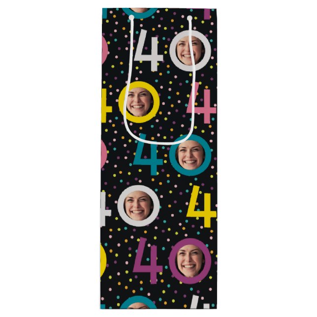 40. Geburtstag Foto Wein Geschenktüte individualis (Vorderseite)