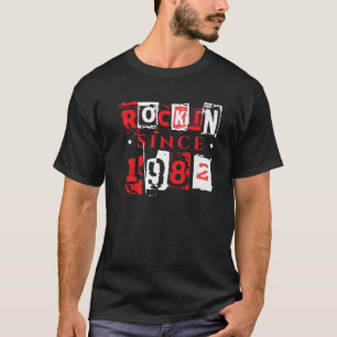 40. Geburtstag Funny Rockin' Seit 1982 Vintag Pun T-Shirt