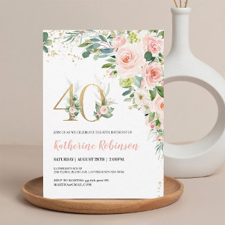 40. Geburtstag für ihren Erwachsenen Geburtstag Einladung