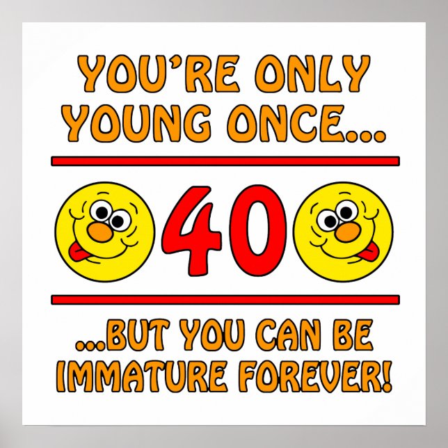 40. Geburtstag Gag Geschenke Poster (Vorne)