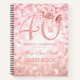 40. Geburtstag Gästebuch Rose Gold Glam Lights Notizbuch