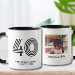 40. Geburtstag Gastgeschenk Vintages Jahr Tasse<br><div class="desc">40. Geburtstag Gastgeschenk Vintages Jahr Tasse. Geben Sie das Zazzle Design Tool für zusätzliche Anpassungen ein.</div>