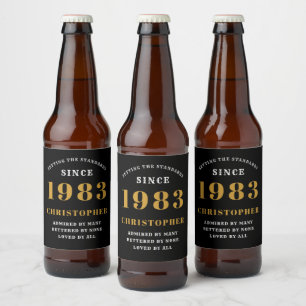 40. Geburtstag Geboren 1983 Name Schwarz Gold hinz Bierflaschenetikett