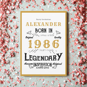 40. Geburtstag Geboren 1986 Weiß Gold Legende Einladung