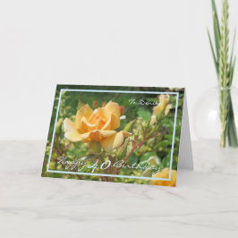 40. Geburtstag Gelb Rose Denise Modern Blue Frame Karte