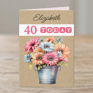 40. Geburtstag Gerbera Blumen rosa Geburtstagsfeie Karte