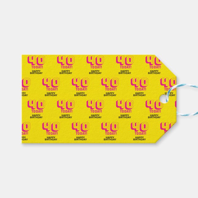 40. Geburtstag Geschenkanhänger (Vorderseite (Horizontal))