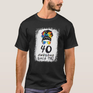 40. Geburtstag Girl Gefärbte Krawatte Messy Bun Ph T-Shirt