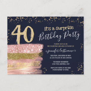 40. Geburtstag Glitter-Kuchen Überraschungsparty P Postkarte