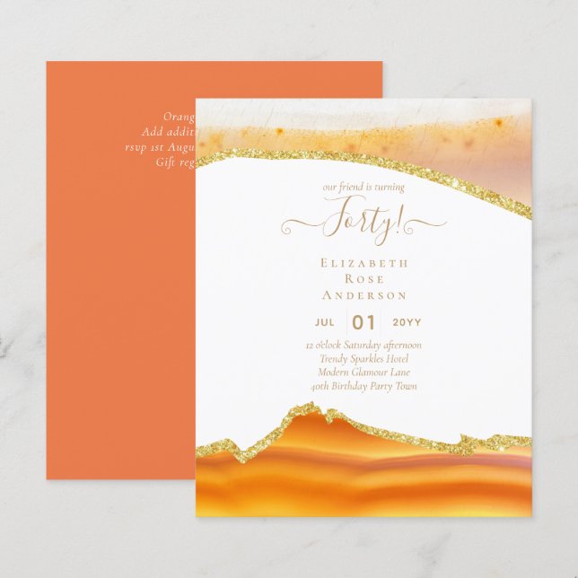 40. Geburtstag Glitzer Agate Girly Design (Vorne/Hinten)