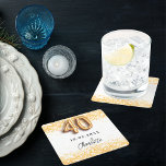 40. Geburtstag Glitzer Rechteckiger Pappuntersetzer<br><div class="desc">Für ein elegantes Party zum 40. Geburtstag. Ein schick weißer Hintergrund. Dekoriert mit Imitaten Gold Glitzer,  Glitzern. Personalisieren und einen Namen hinzufügen. Der Name wird mit einem handgeschriebenen Stilskript geschrieben. Nummer 40 mit Schriftart im Ballonstil.</div>
