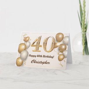 40. Geburtstag Gold Balloons und Confetti Geburtst Karte