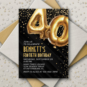 40. Geburtstag Gold Black Einladung
