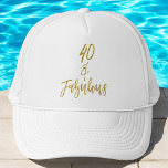 40. Geburtstag Gold Foil und White Trucker Hat Truckerkappe<br><div class="desc">40. Geburtstag Imitats Gold und White Geburtstag Trucker Hut für sie.</div>