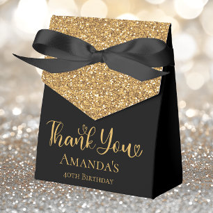 40. Geburtstag Gold Glitter Danke Geschenkschachtel