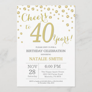 40. Geburtstag Gold Glitzer Diamond Einladung